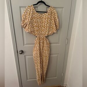 Rebecca Taylor Mustard/White Floral Cotton Jumpsuit size 8